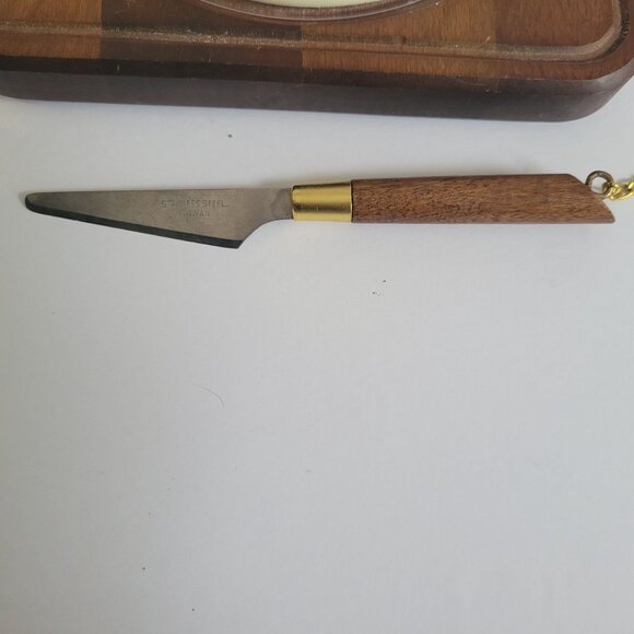 Vintage Wheat Pattern Cheese Board With Glass Dome & Knife Set - Picture 3 of 10